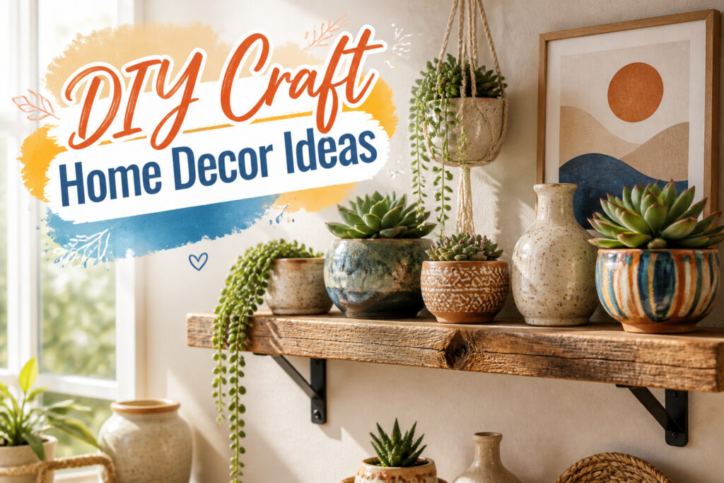 A collage of various DIY home decor projects and crafts.