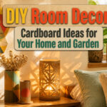 A collage of various DIY cardboard decor projects for home and garden.