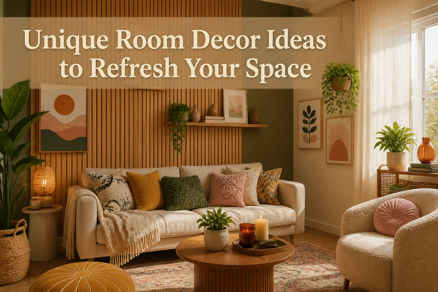 A beautifully decorated room featuring various unique decor elements.