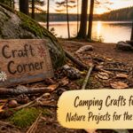 An assortment of camping crafts materials spread out on a table.
