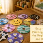A collection of painted CDs with various colorful designs.