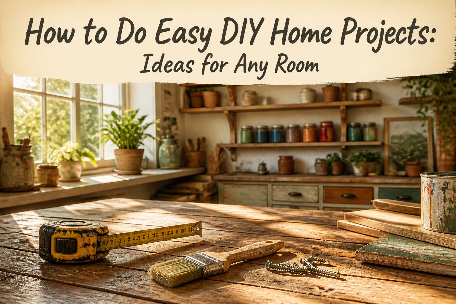 A variety of DIY home project ideas displayed in a visually appealing layout.