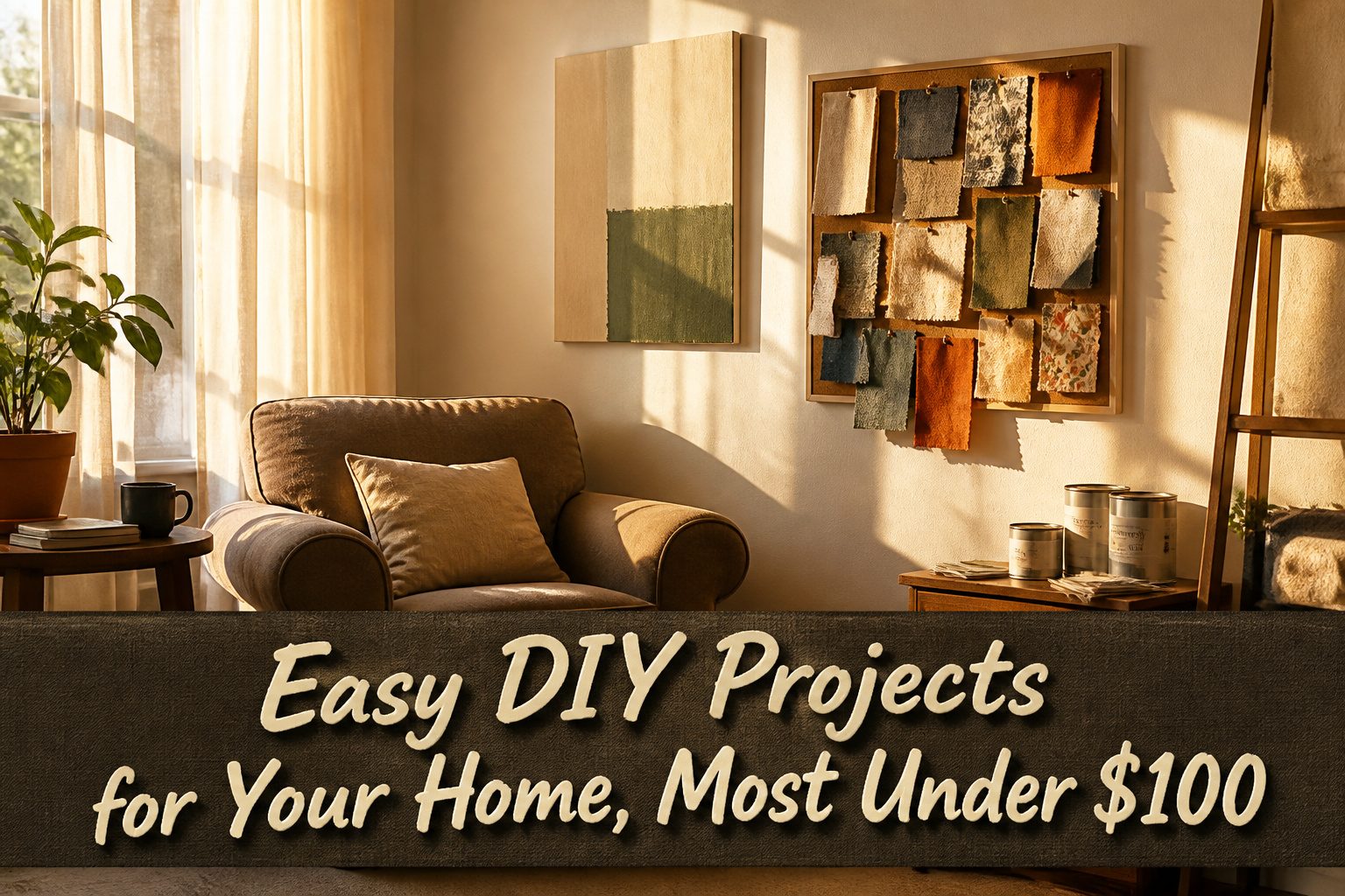 A collage of various DIY home projects displayed together.