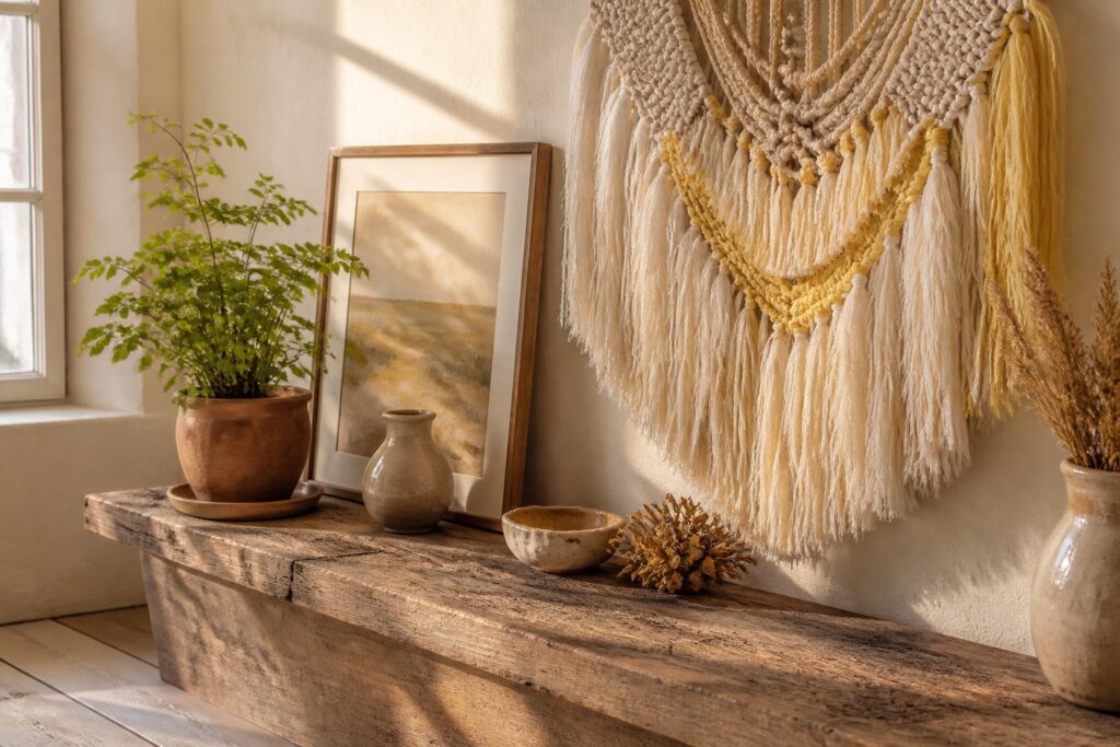 Various homemade wall decor ideas displayed together.